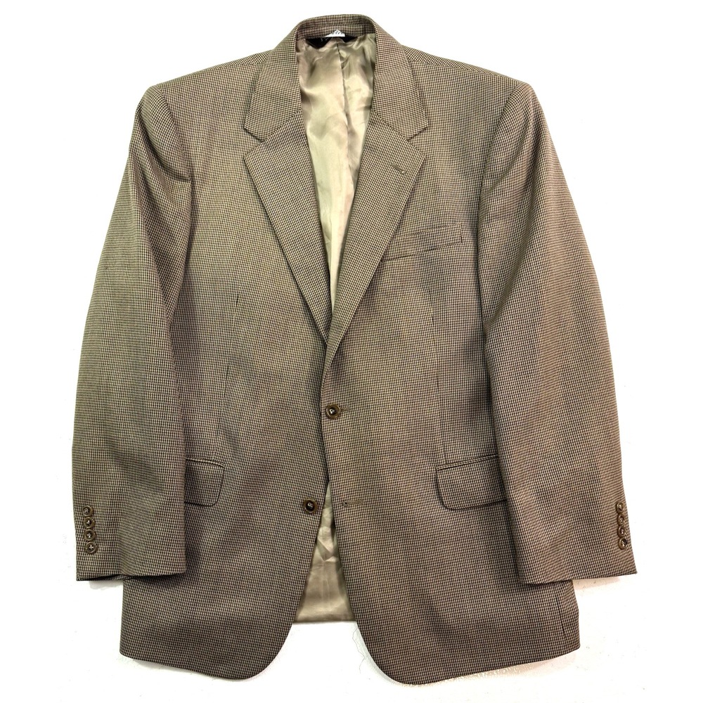 Jos A Bank 44R tan check wool signature blazer jacket sport suit coat classic‎